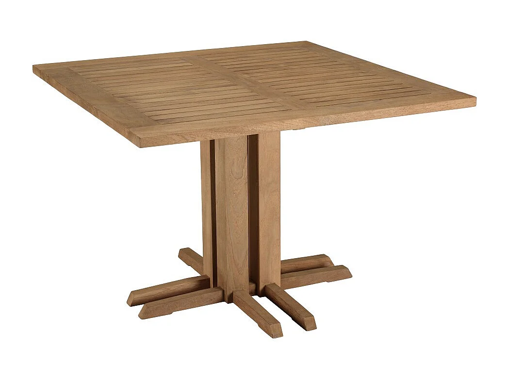 KALLY - Table à manger jardin carrée 110x110cm en bois teck recyclé
