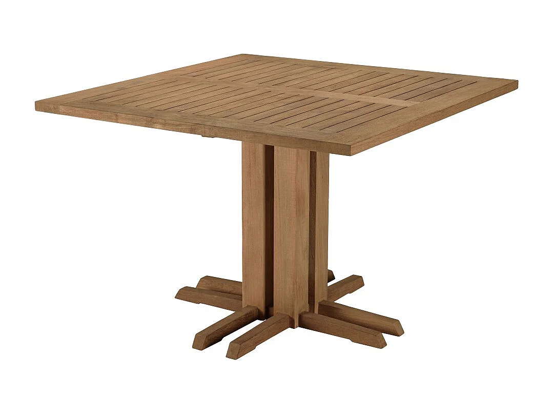 KALLY - Table à manger jardin carrée 110x110cm en bois teck recyclé
