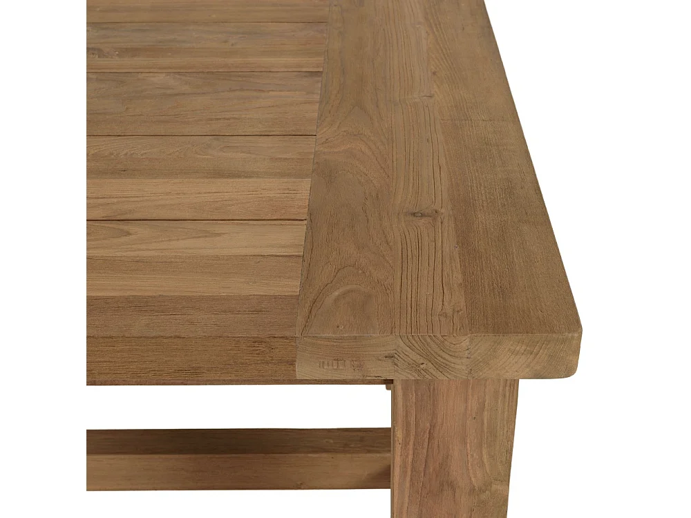 KALLY - Table à manger de jardin 220cm bois teck recyclé pieds droits