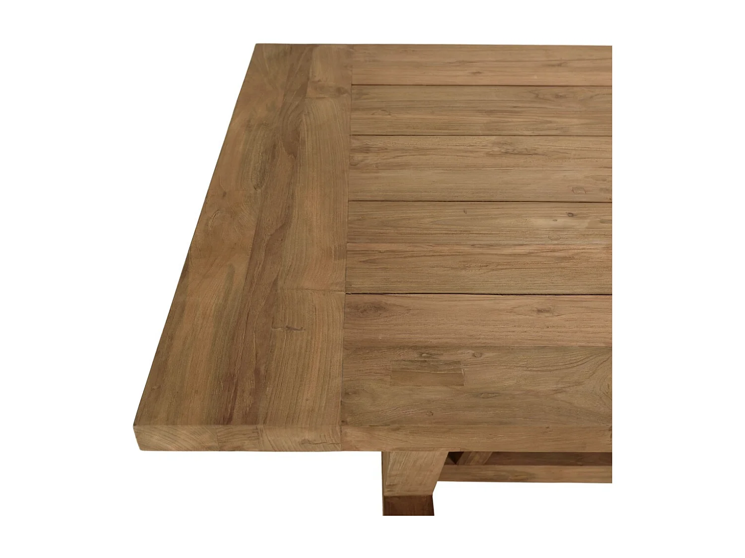 KALLY - Table à manger jardin 220cm en bois de teck recyclé pieds V