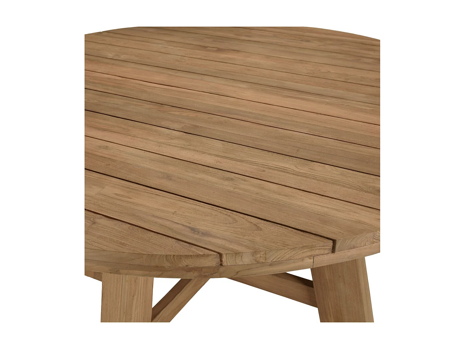KALLY - Table à manger de jardin ronde 150x150cm en bois teck recyclé
