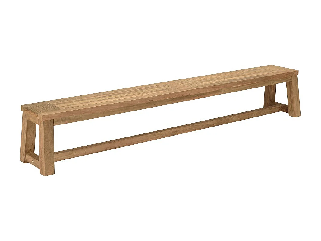 KALLY - Banc de jardin 270x35cm en bois teck recyclé couleur naturelle