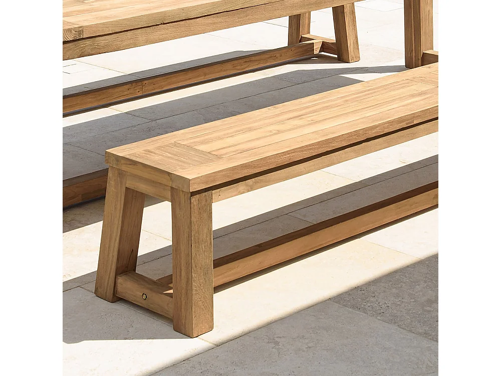 KALLY - Banc de jardin 270x35cm en bois teck recyclé couleur naturelle
