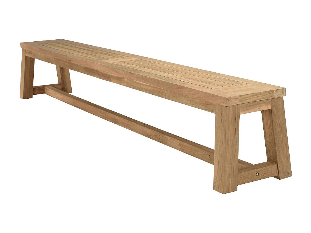 KALLY - Banc de jardin 270x35cm en bois teck recyclé couleur naturelle