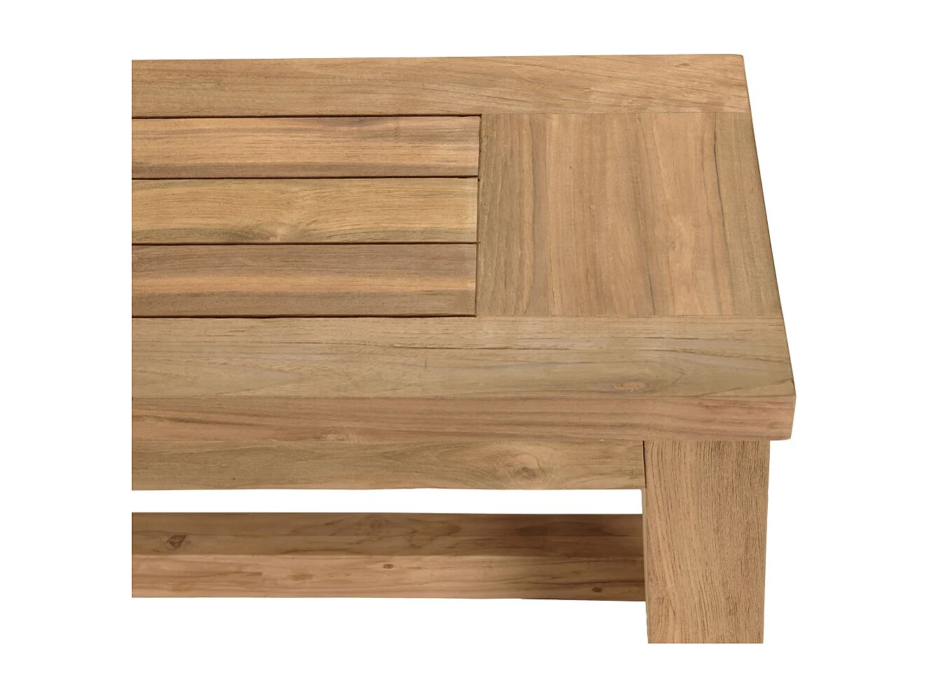 KALLY - Banc de jardin 270x35cm en bois teck recyclé couleur naturelle