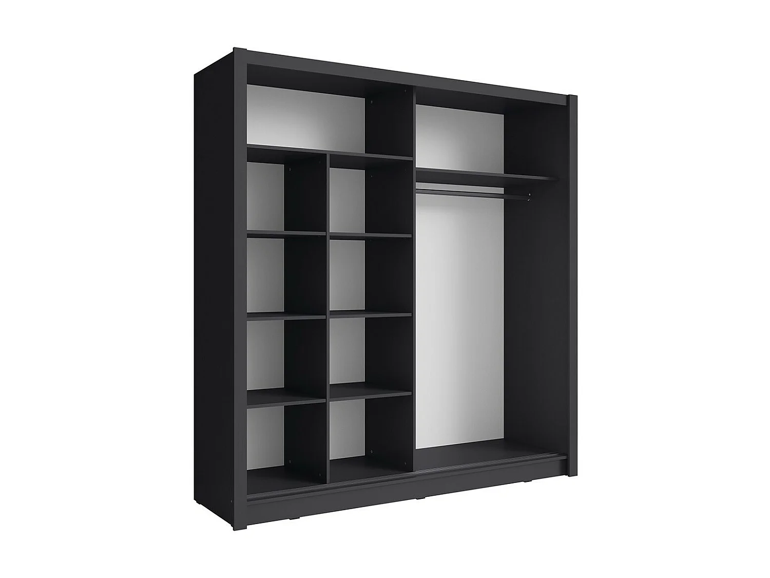 Schuifdeurkast met spiegel - 205 cm - grafietgrijs - collectie OZZULA