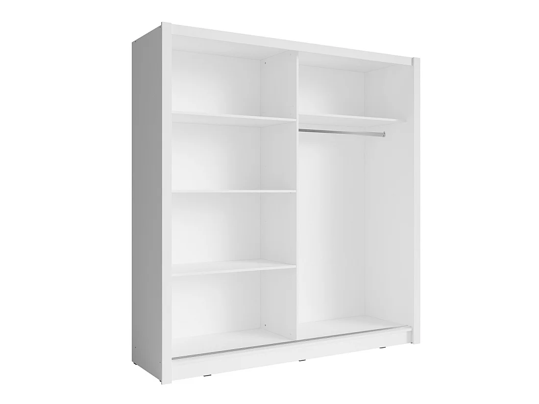 Armoire 2 portes coulissantes avec miroir - 155 cm - blanc - collection OZZULA