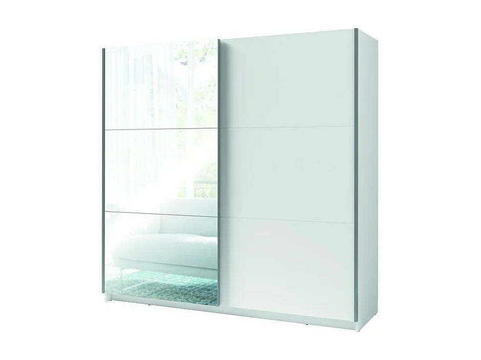Schwebetürenschrank mit Spiegel - 150 cm - mattes Alpinweiß - Kollektion ARSALA