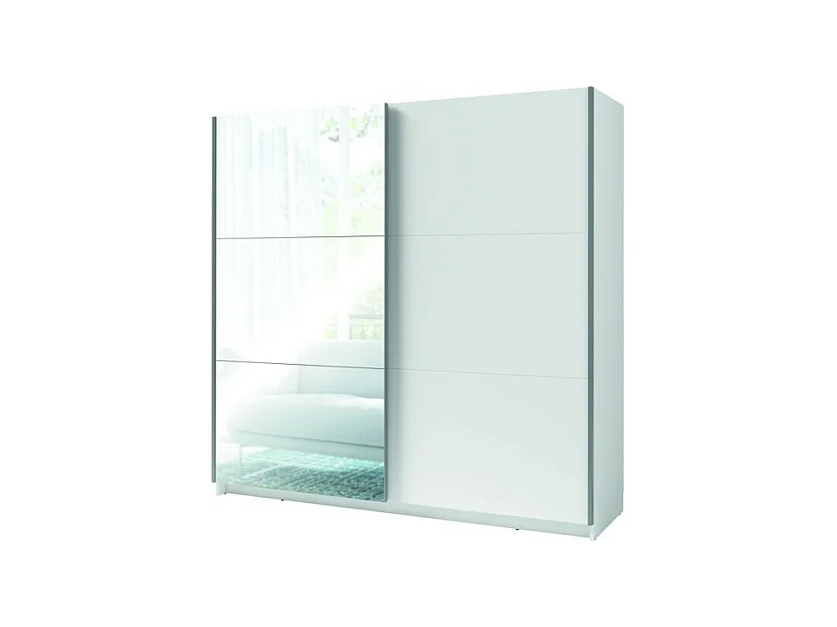 Armoire 2 portes coulissantes avec miroir - 150 cm- blanc alpin mat - collection ARSALA