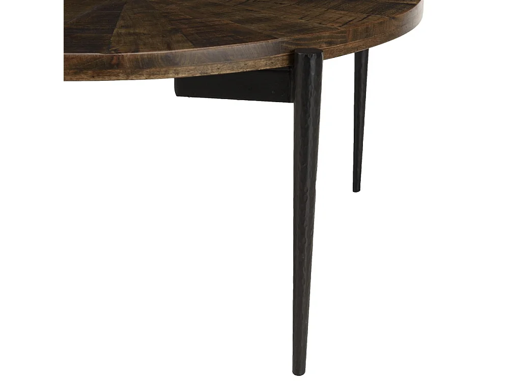 KIARA - Table basse ronde 80x80cm bois recyclé pieds métal noir