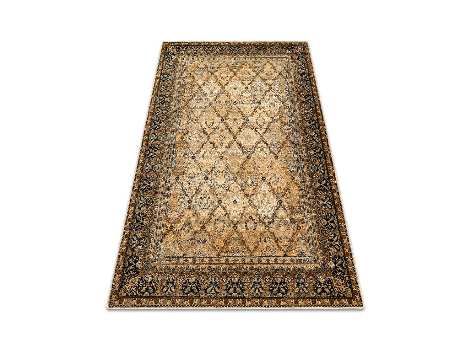 Tapis en laine OMEGA Grenada Cadre, diamants, oriental - cognac 100x150 cm