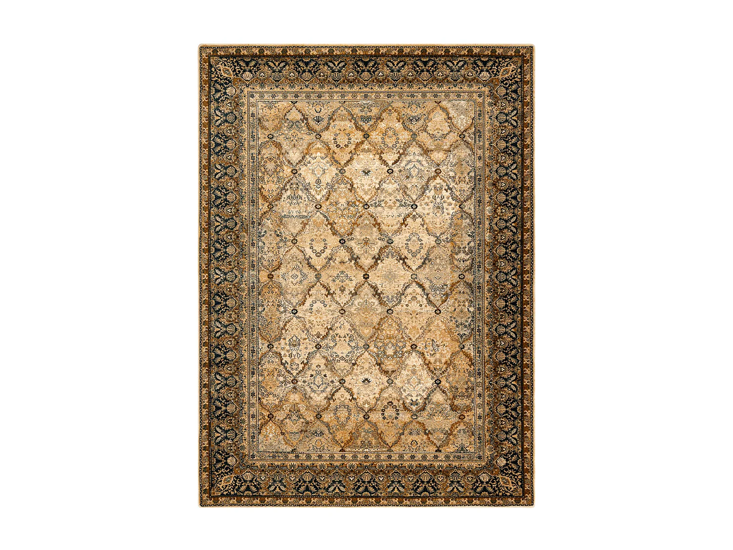 Tapis en laine OMEGA Grenada Cadre, diamants, oriental - cognac 66x100 cm