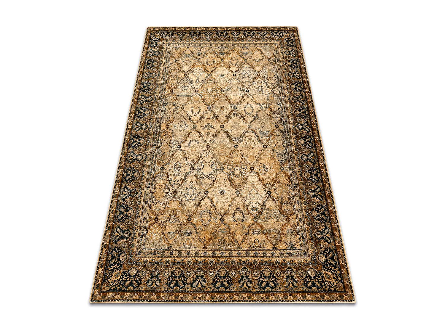 Tapijt OMEGA Grenada Kader, ruit, oosters - Cognac  66x100 cm
