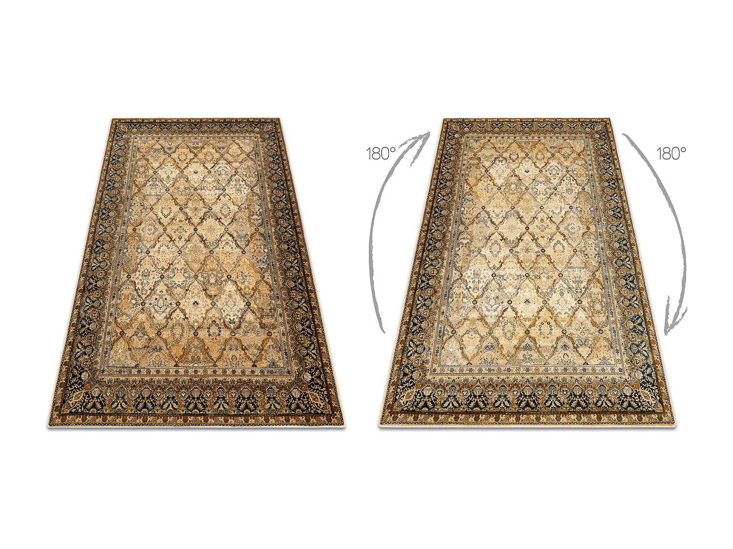 Tapijt OMEGA Grenada Kader, ruit, oosters - Cognac  66x100 cm