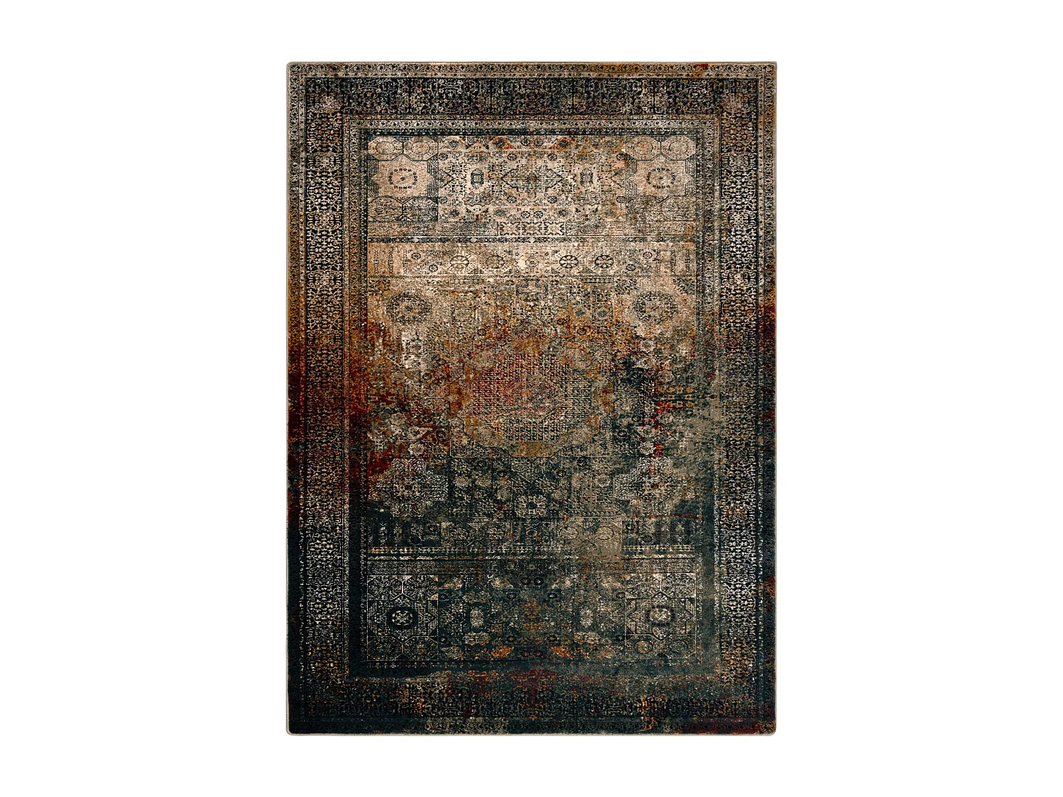 Wollteppich OMEGA MAMLUK Rosette vintage smaragd 100x150 cm