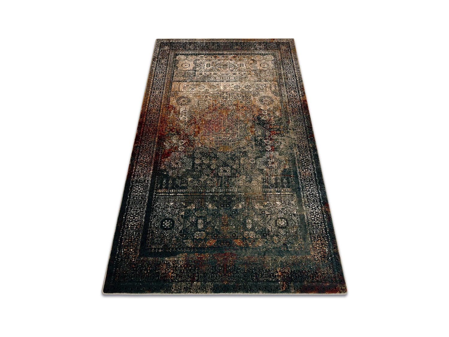 Tappeto di lana OMEGA MAMLUK Rosone vintage smeraldo 100x150 cm