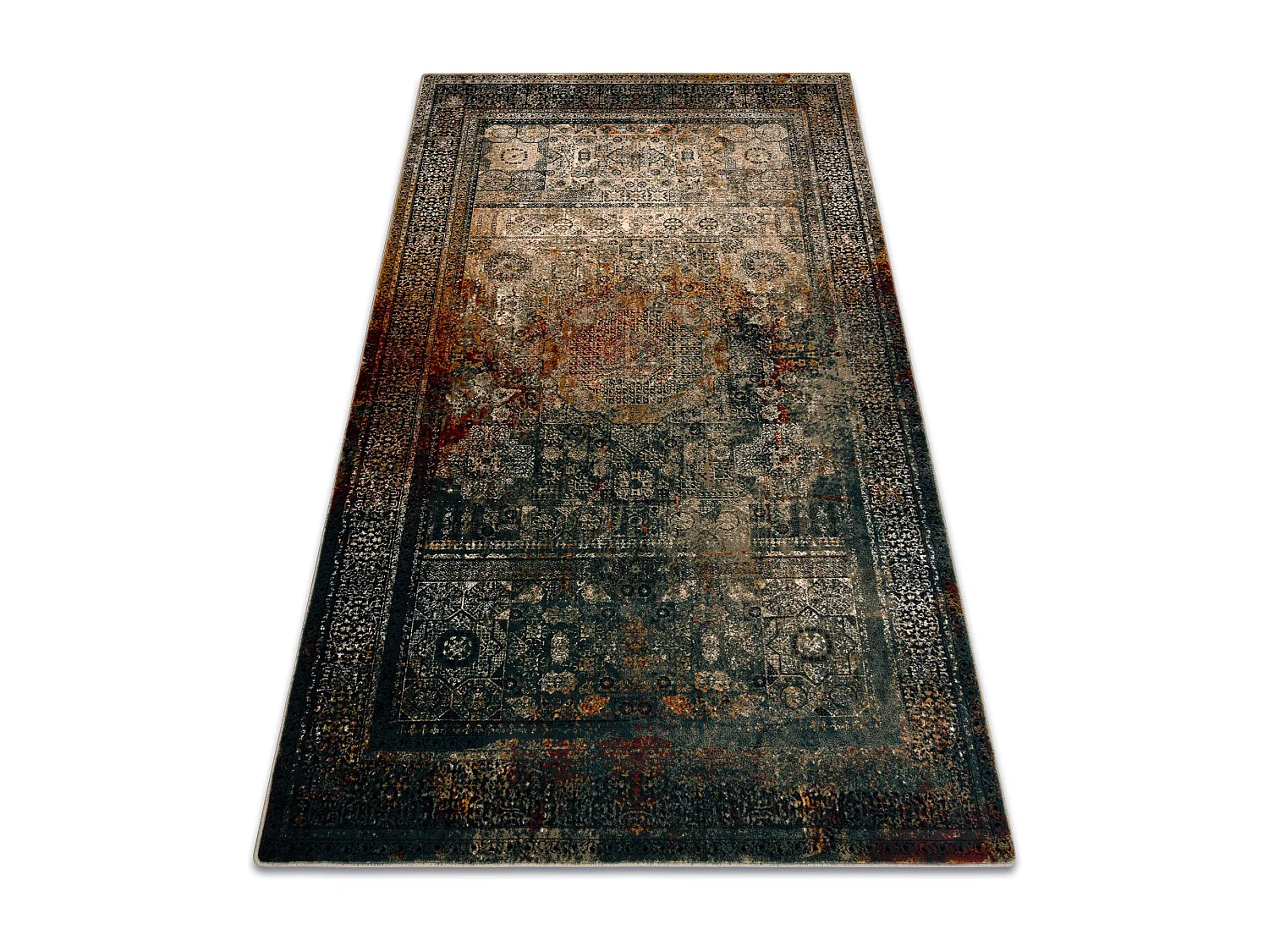 Tappeto di lana OMEGA MAMLUK Rosone vintage smeraldo 100x150 cm