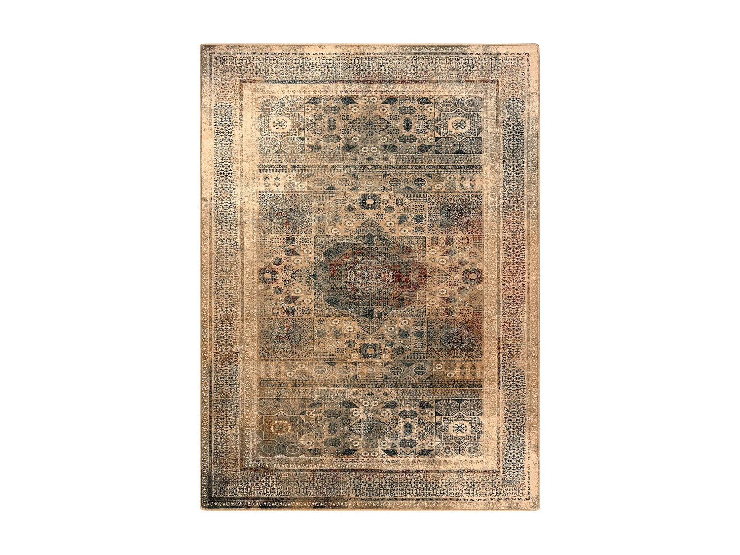 Dywan wełniany OMEGA MAMLUK Rozeta vintage krem 100x150 cm