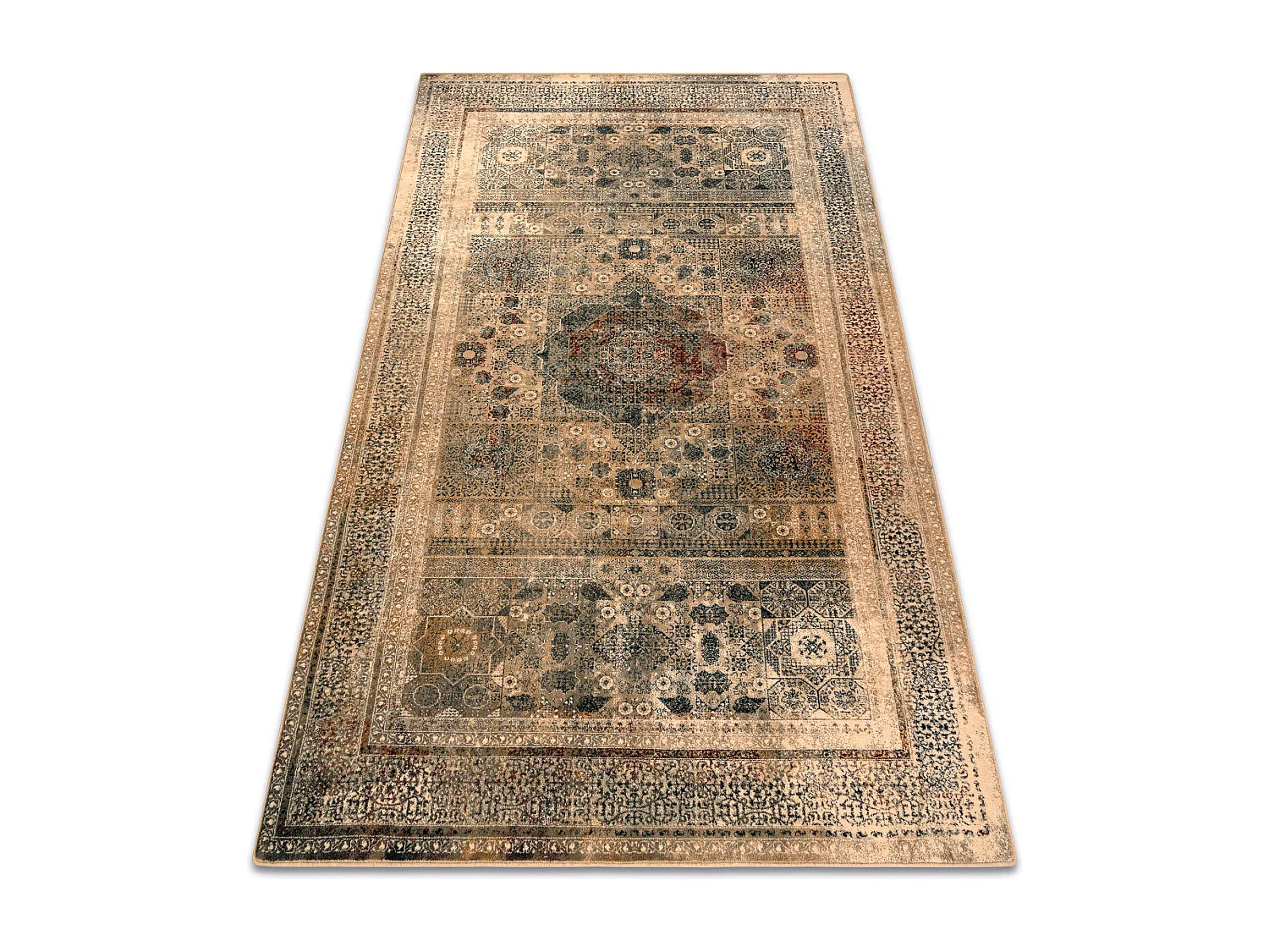 Tapis en laine OMEGA MAMLUK Rosette vintage crème 100x150 cm
