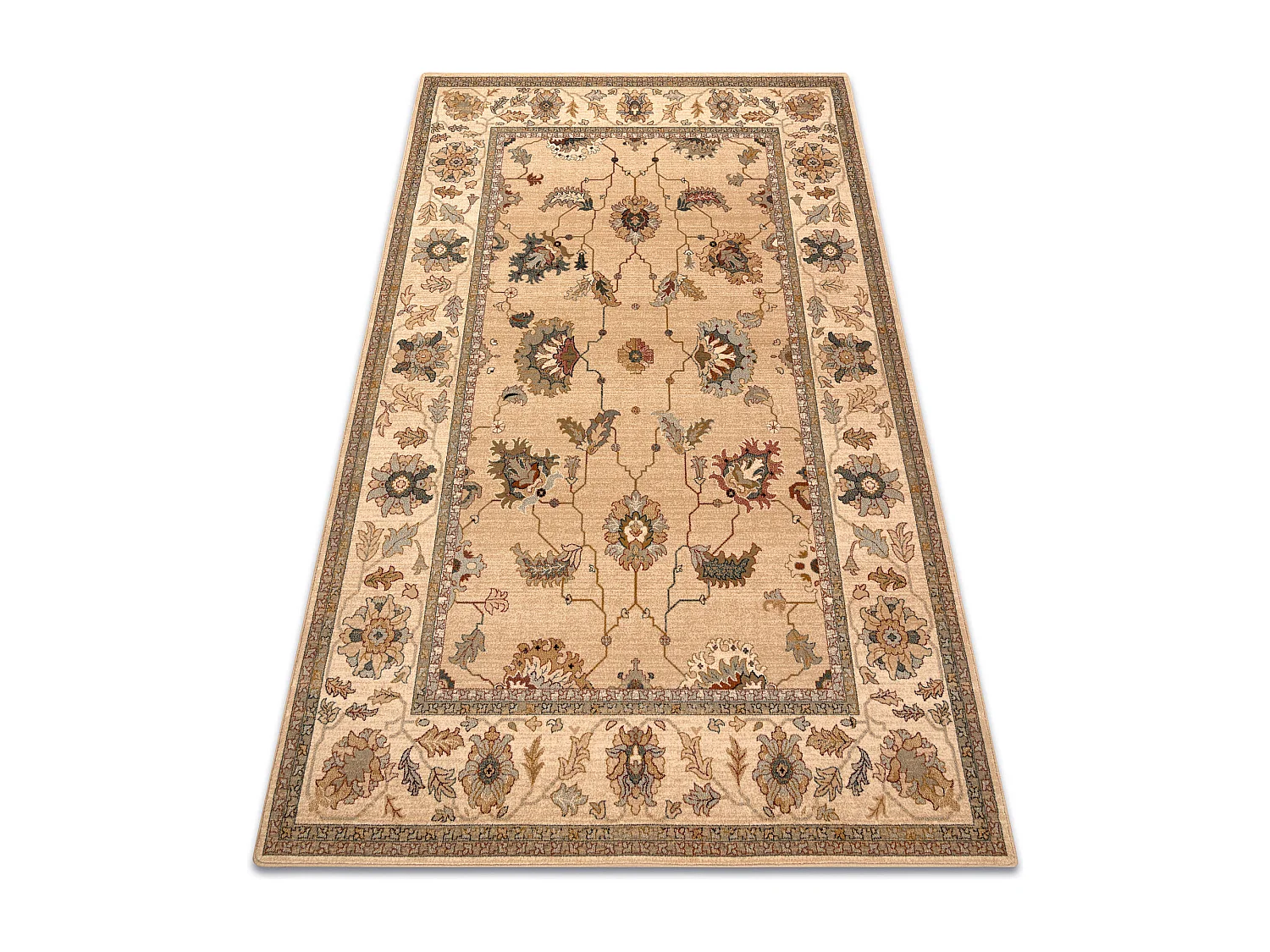 Tapis en laine POLONIA Loare Cadre crème 135x200 cm