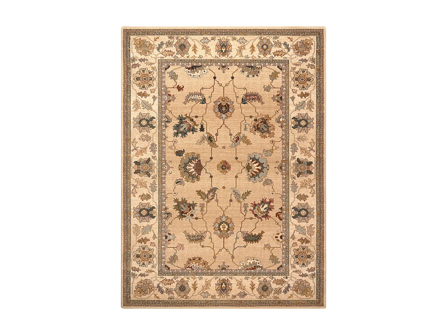 Tapis en laine POLONIA Loare Cadre crème 135x200 cm