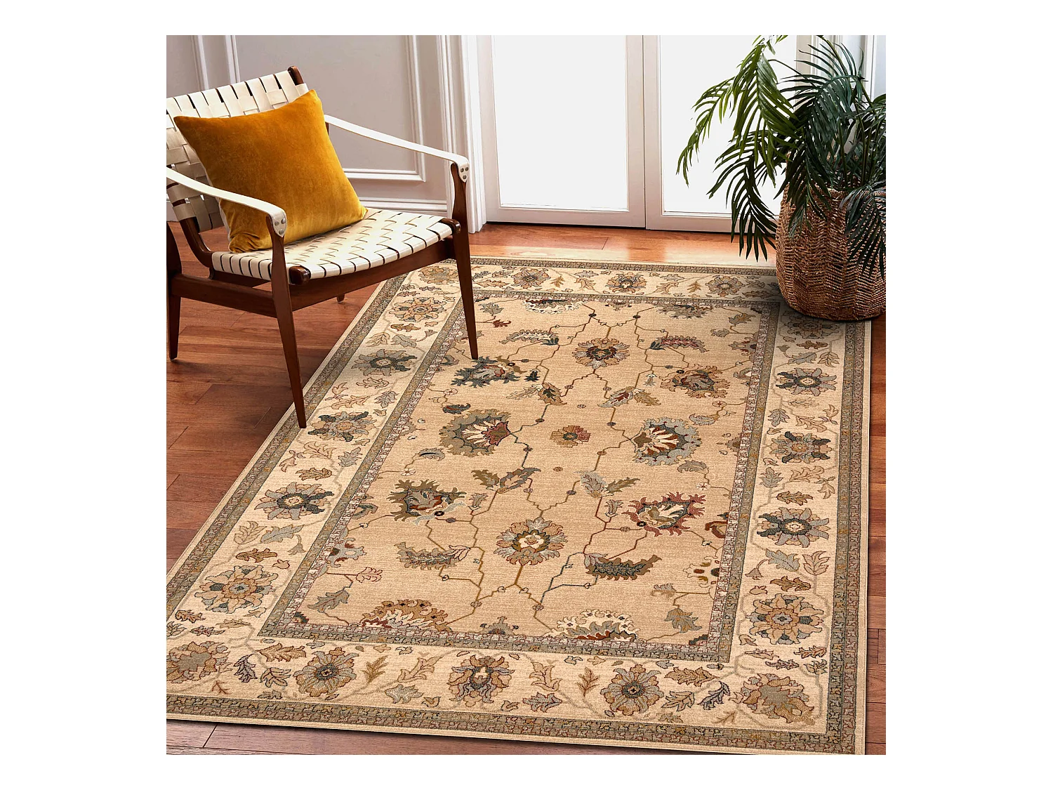 Tapis en laine POLONIA Loare Cadre crème 135x200 cm