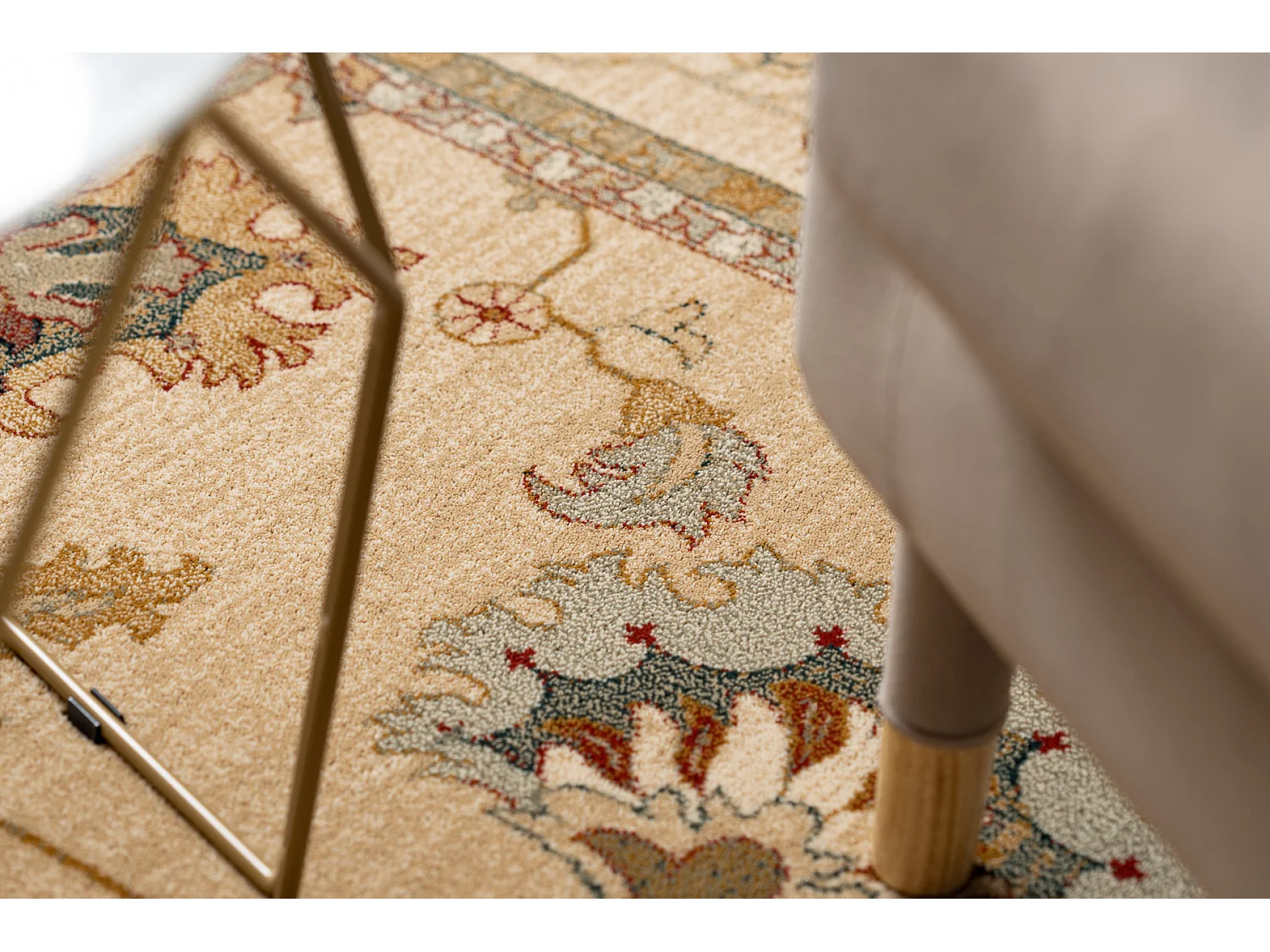 Tapis en laine POLONIA Loare Cadre crème 135x200 cm