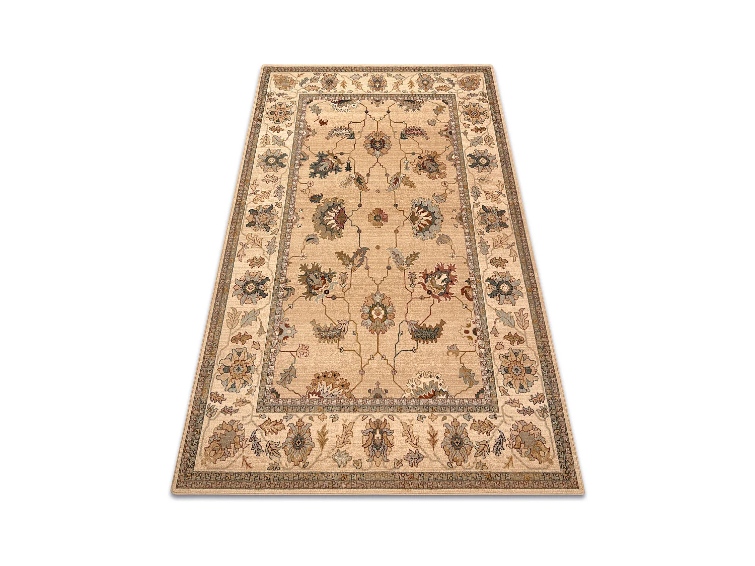 Tapis en laine POLONIA Loare Cadre crème 135x200 cm