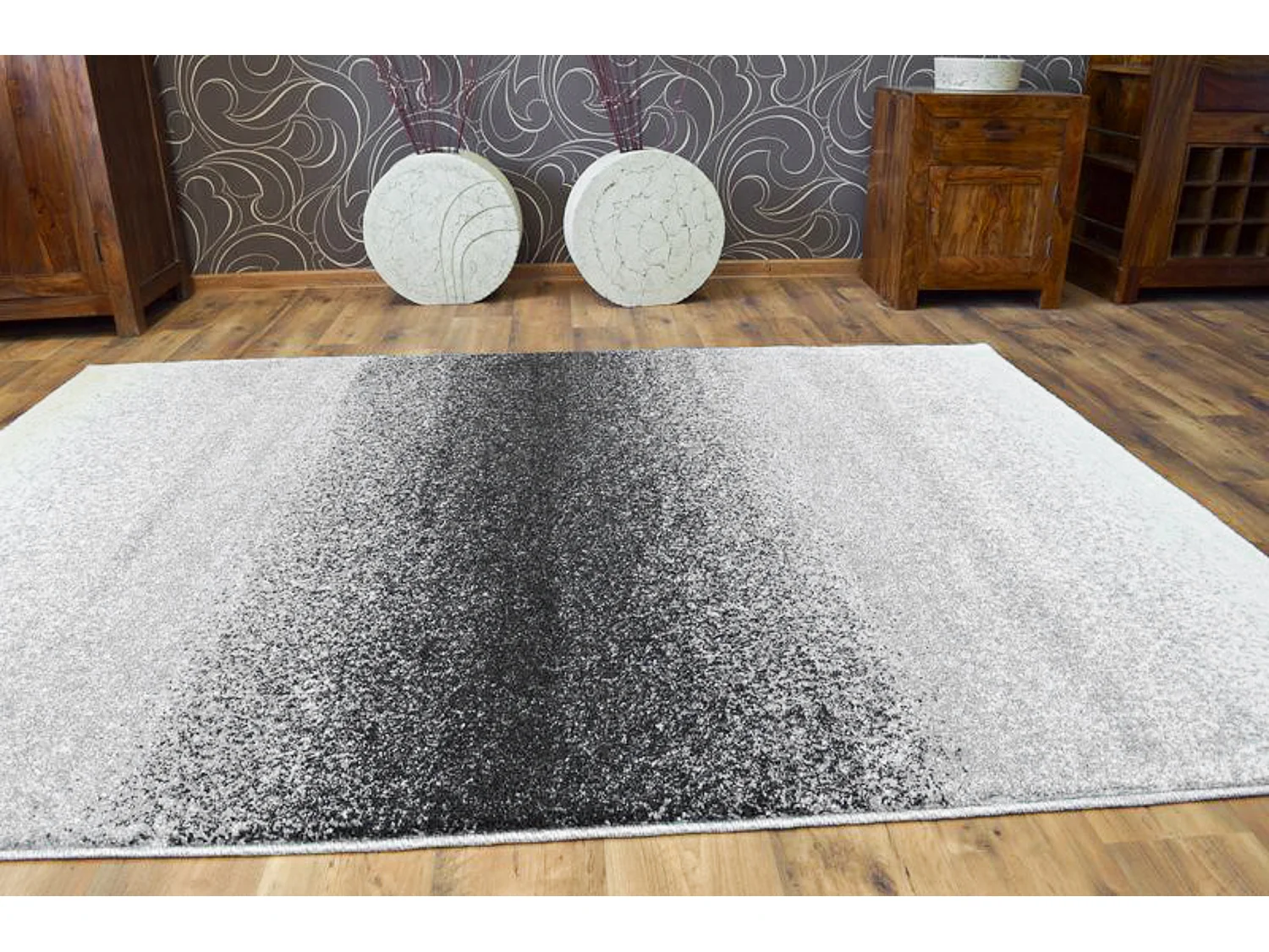 Tapijt SHADOW 8621 ZWART / wit  80x150 cm