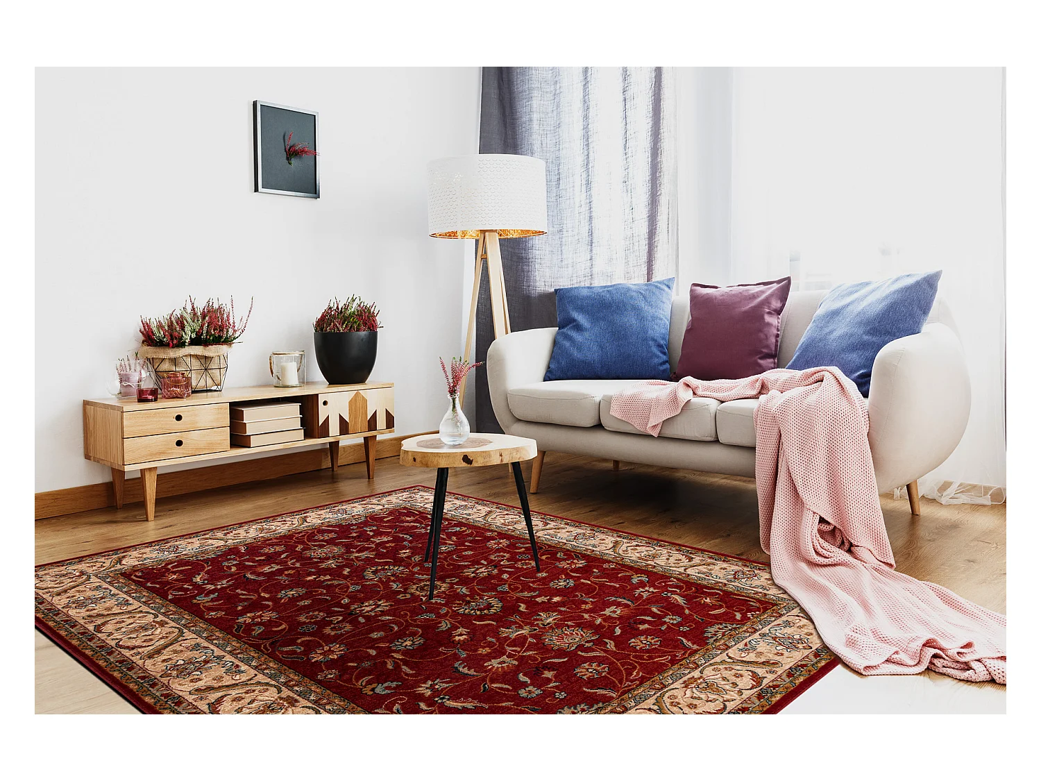 Tapijt OMEGA ARIES bloemen robijn 100x150 cm