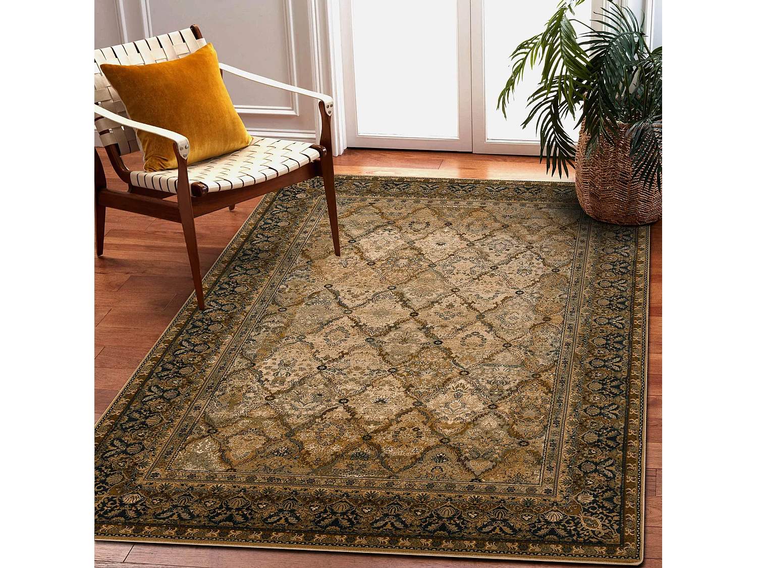 Tapete de lã SUPERIOR Grenada Quadro, diamantes, oriental - koniak 300x400 cm