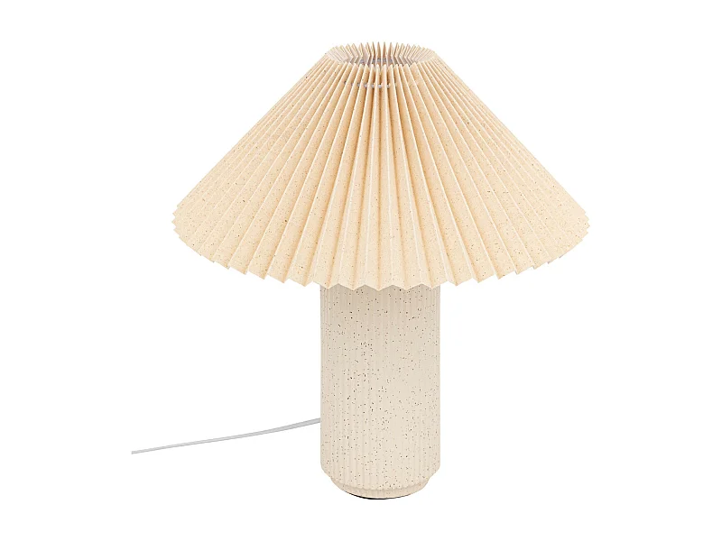 Lampe à poser en porcelaine Beige moucheté et abat-jour en Tetron coton H 38 cm