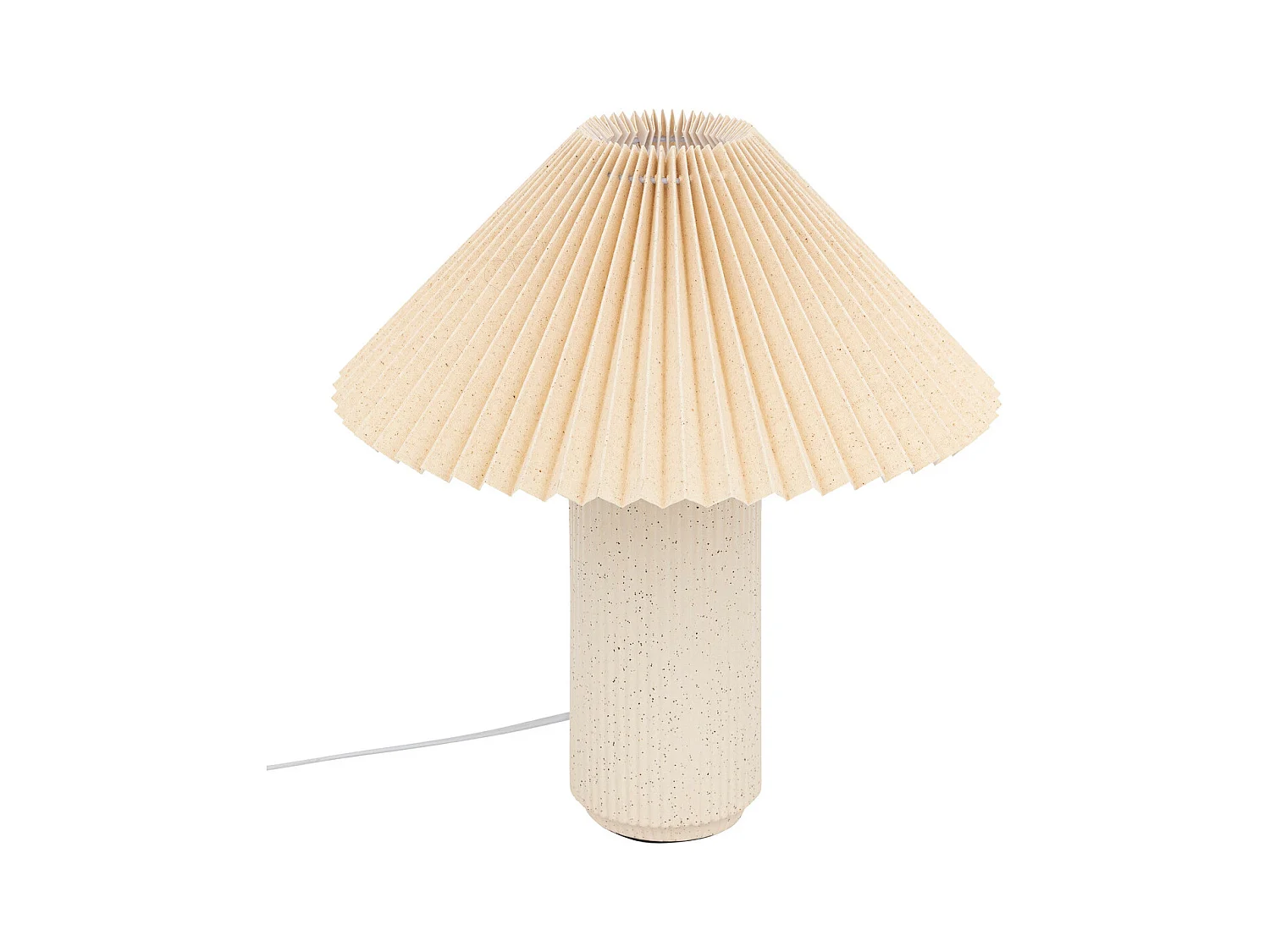 Lampe à poser en porcelaine Beige moucheté et abat-jour en Tetron coton H 38 cm