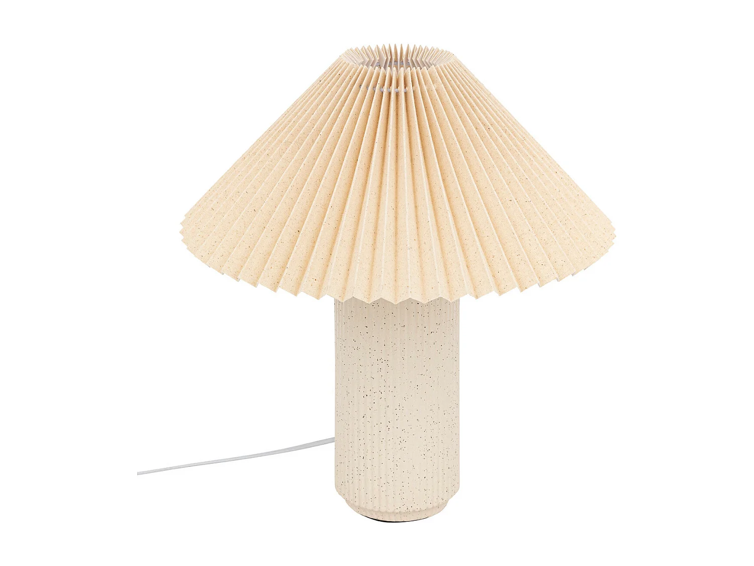 Lampe à poser en porcelaine Beige moucheté et abat-jour en Tetron coton H 38 cm