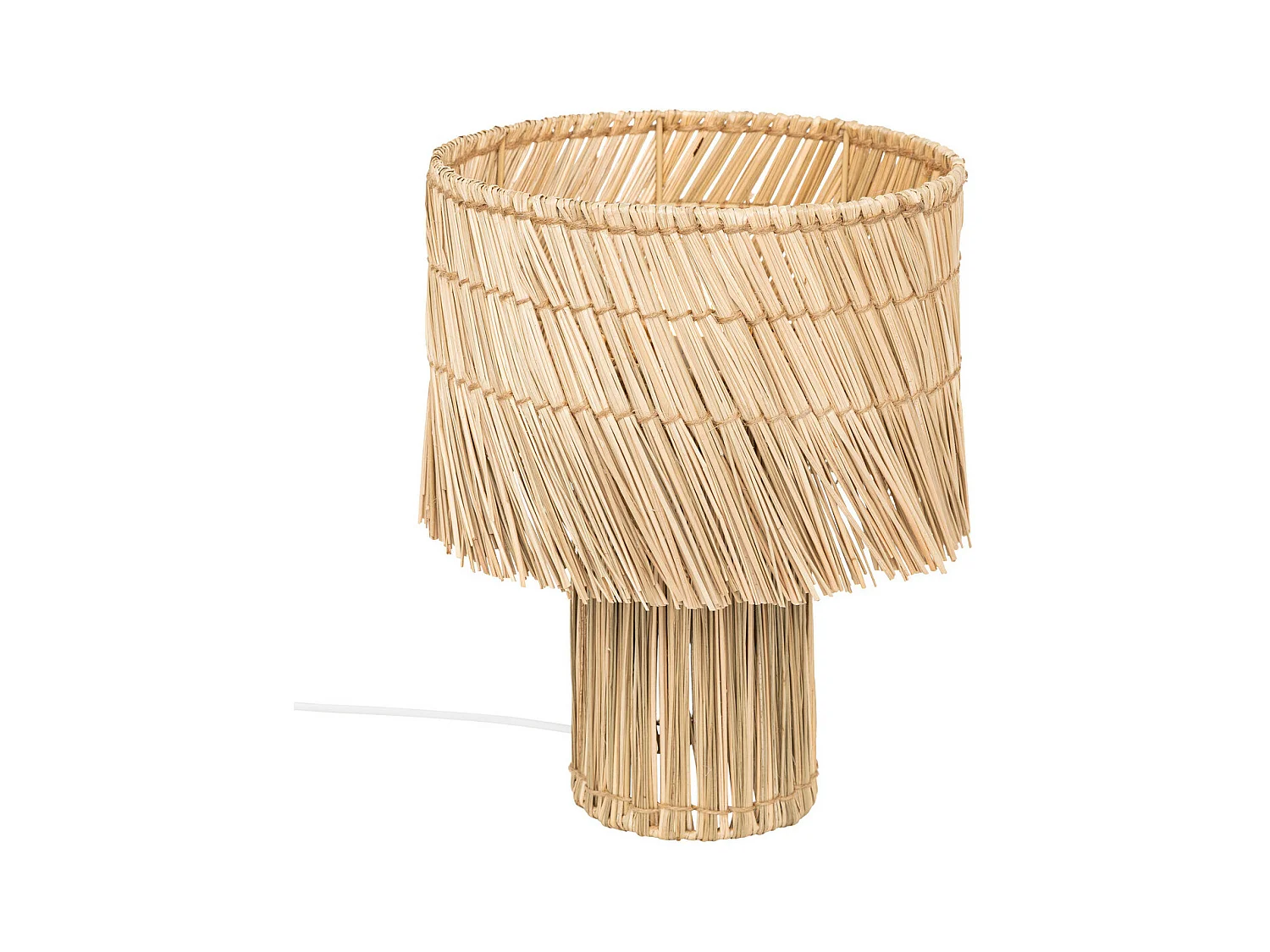 Lampe à poser en métal et Roseau Beige H 34 cm