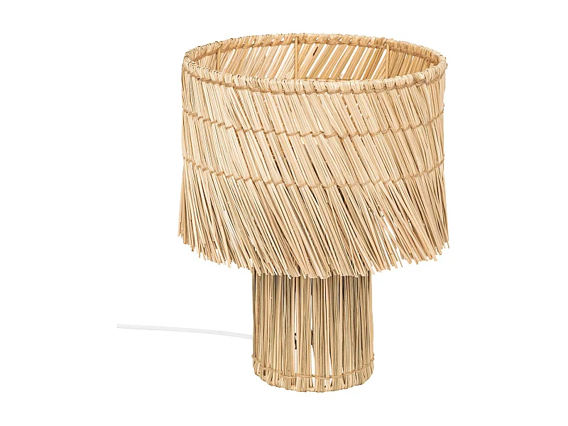 Lampe à poser en métal et Roseau Beige H 34 cm