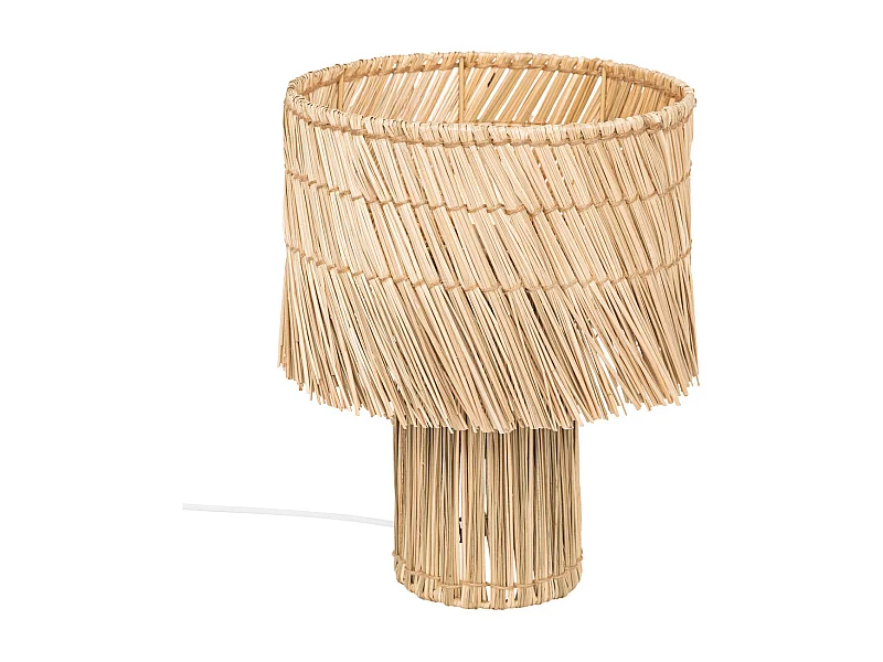 Lampe à poser en métal et Roseau Beige H 34 cm