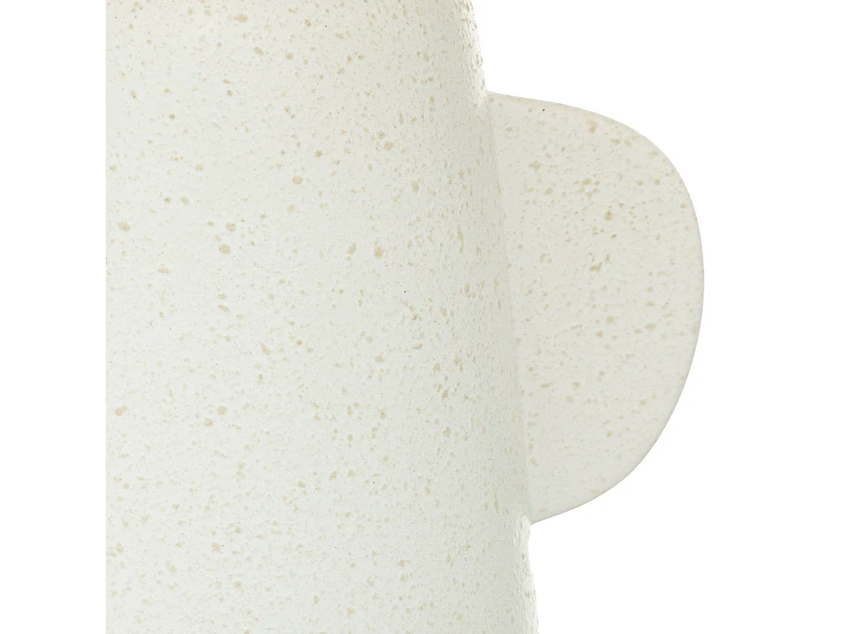 Lampe à poser en céramique Blanche et abat-jour en Raphia H 42 cm