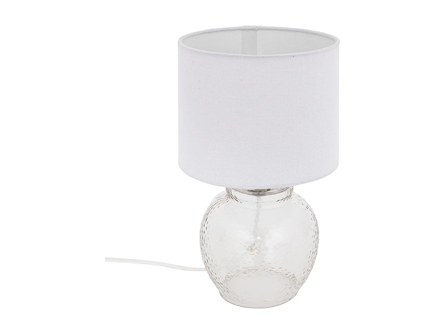 Lampe à poser en verre martelé et abat-jour en Lin Blanc H 30 cm