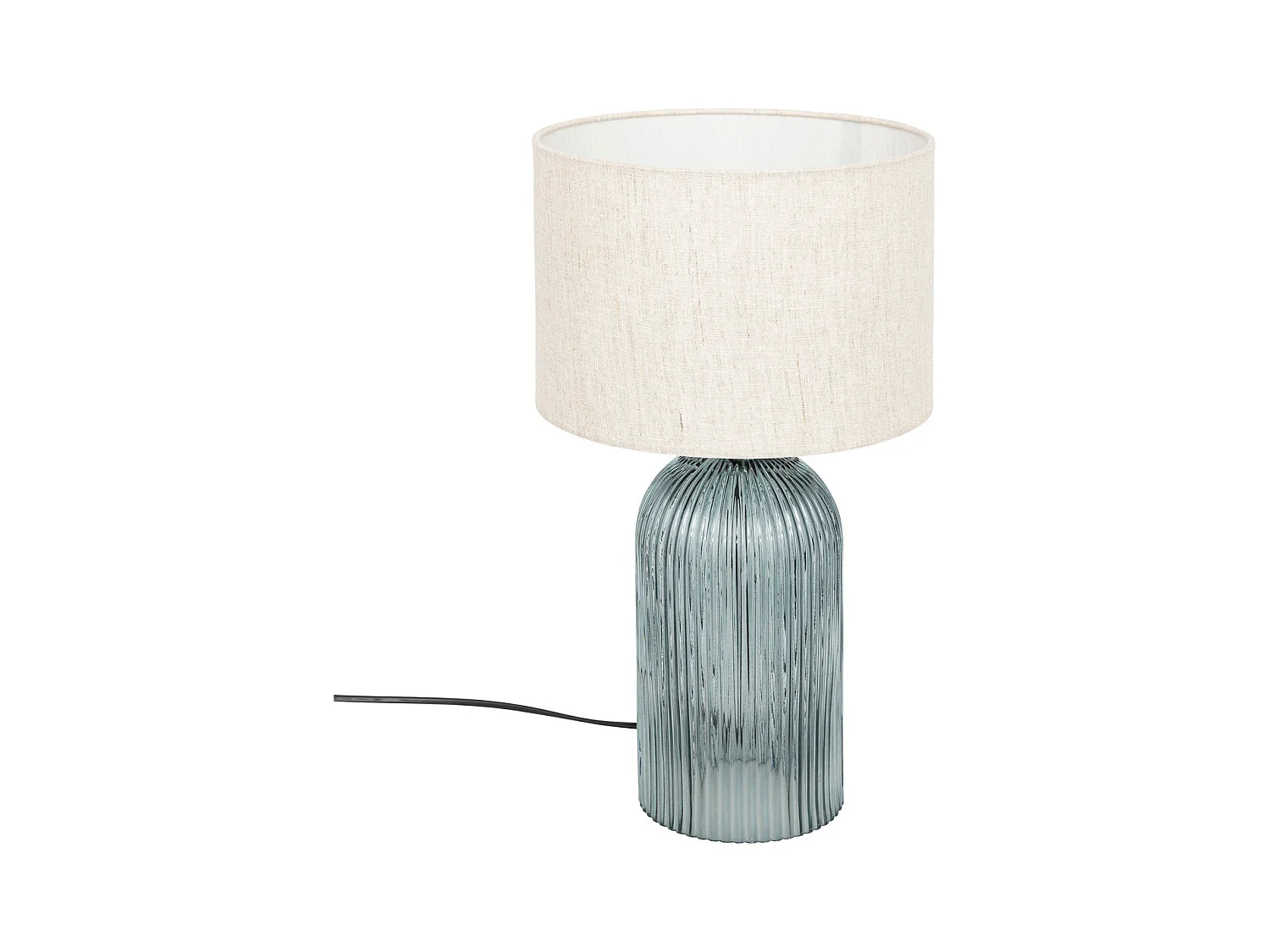 Lampe à poser en verre Bleu et abat-jour en Lin H 42.5 cm