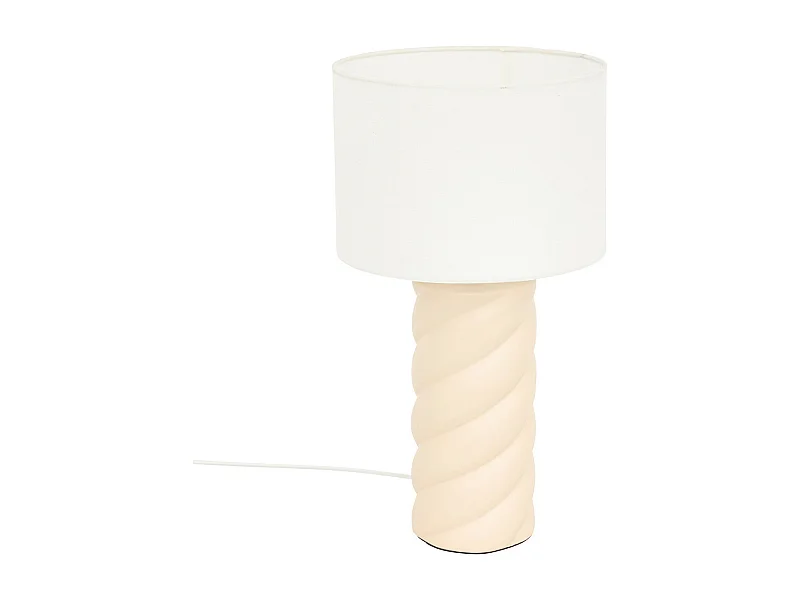 Lampe à poser en céramique Beige et abat-jour en coton Blanc H 44 cm