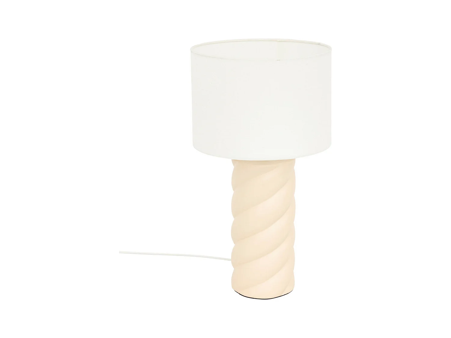 Lampe à poser en céramique Beige et abat-jour en coton Blanc H 44 cm