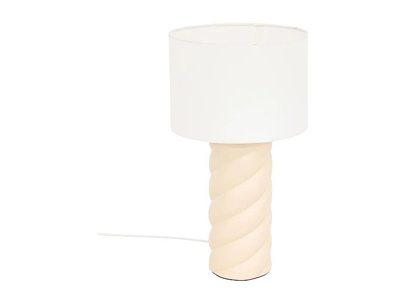 Lampe à poser en céramique Beige et abat-jour en coton Blanc H 44 cm