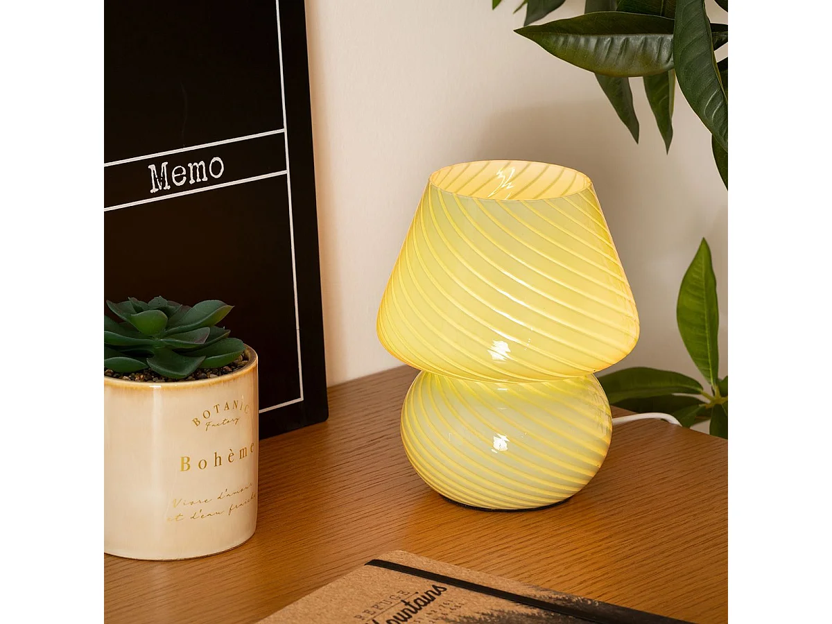 Lampe champignon en Verre Vert clair D 15 x H 18.5 cm