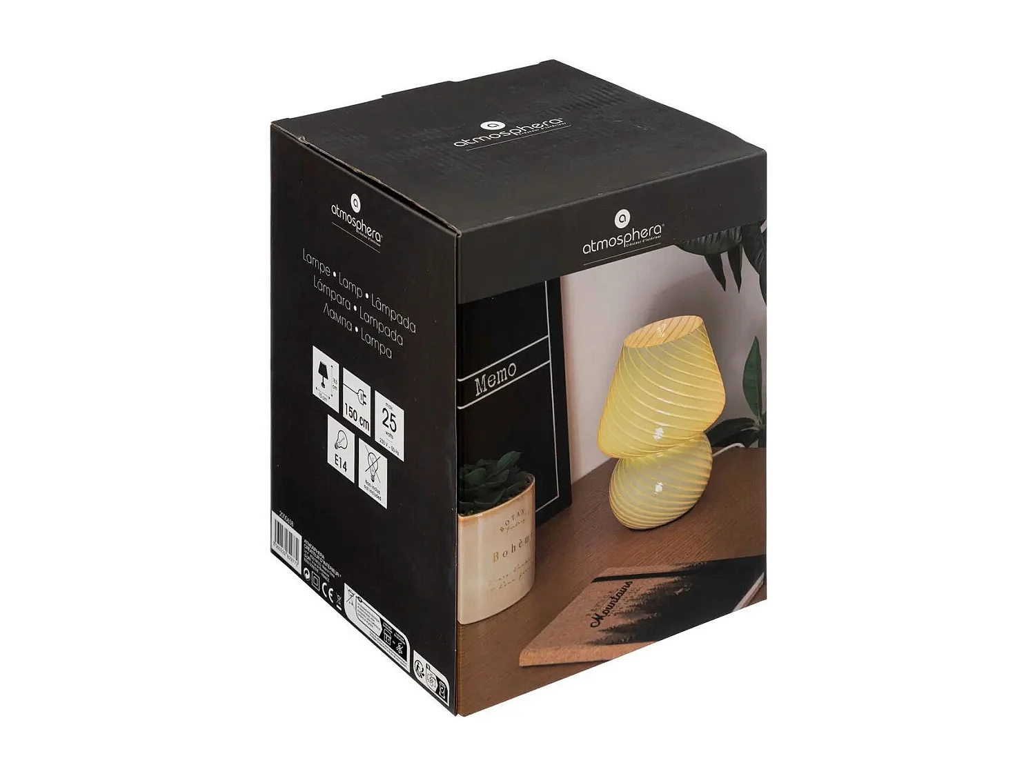 Lampe champignon en Verre Vert clair D 15 x H 18.5 cm