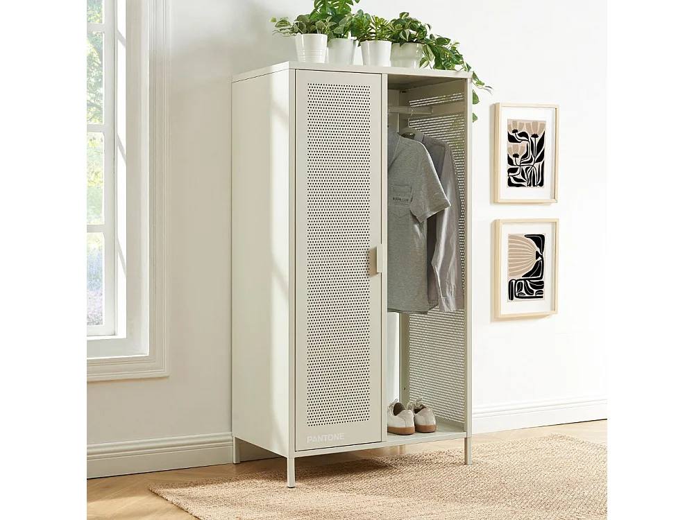 Nino - Vestiaire d'entrée 1 porte en métal PANTONE H145cm - Beige