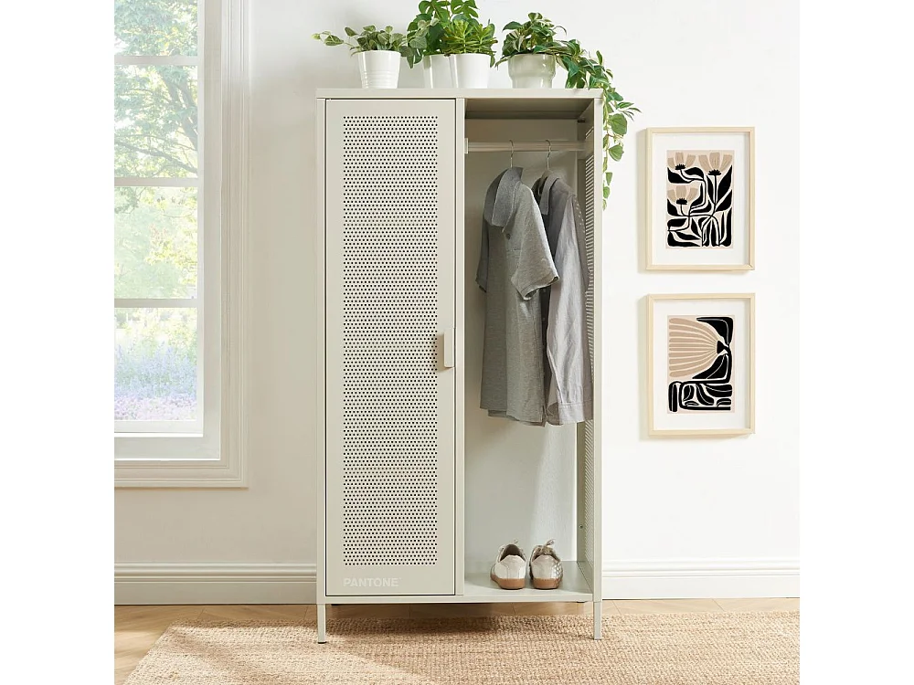 Nino - Vestiaire d'entrée 1 porte en métal PANTONE H145cm - Beige
