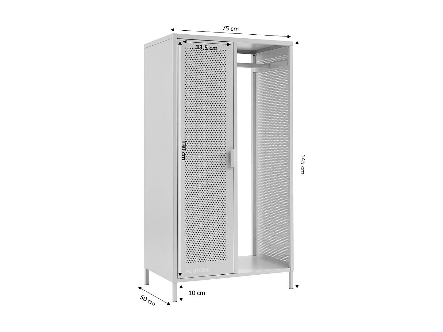 Nino - Vestiaire d'entrée 1 porte en métal PANTONE H145cm - Beige