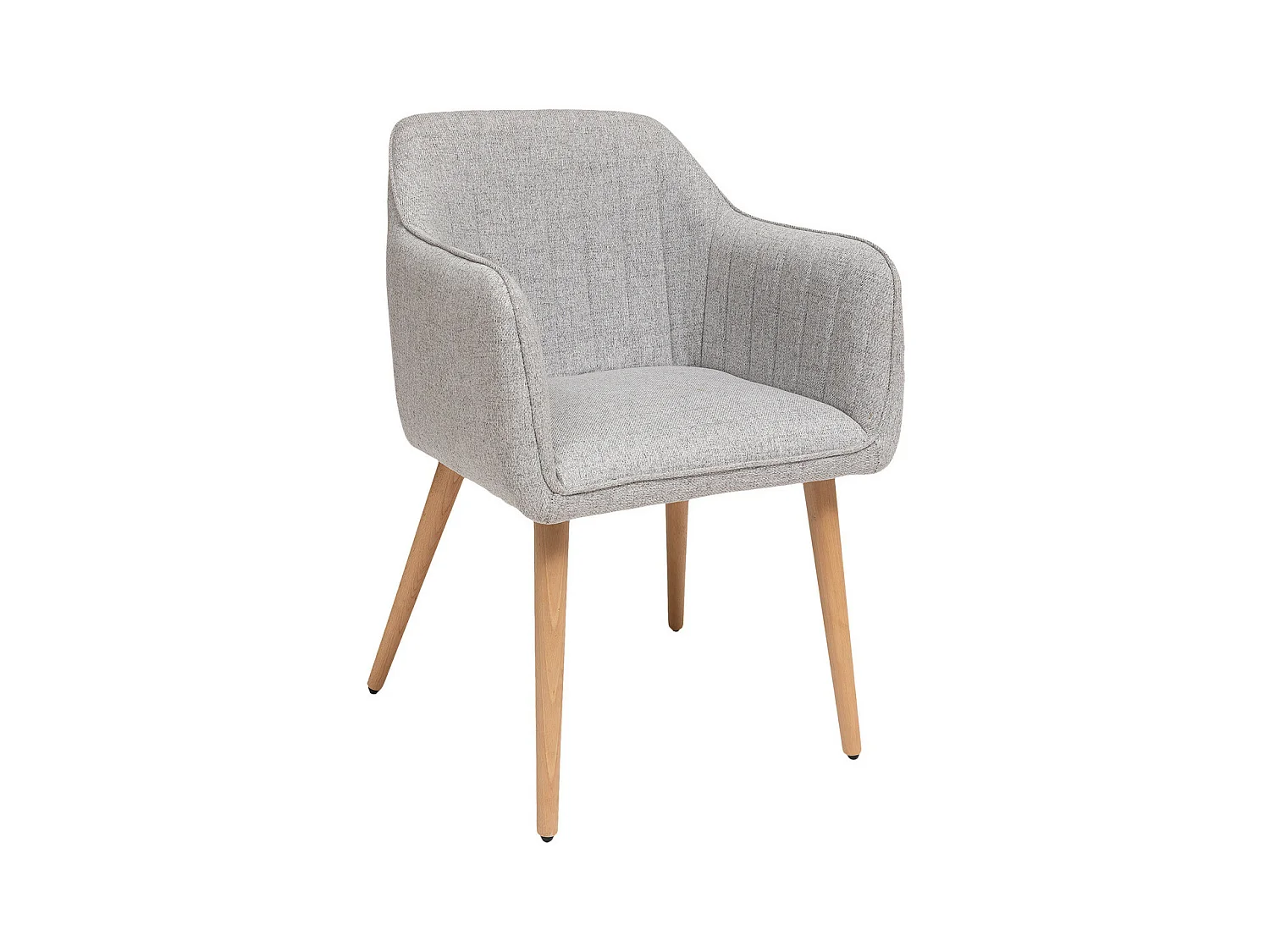 Chaise Fauteuil de table avec accoudoirs Gris chiné et pieds en bois
