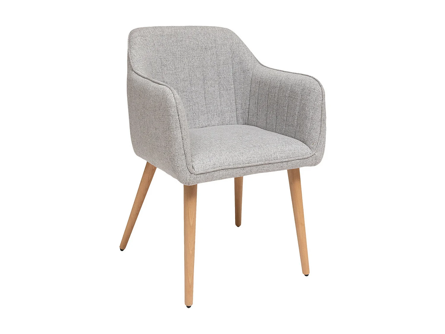 Chaise Fauteuil de table avec accoudoirs Gris chiné et pieds en bois